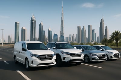 Modern fleet of vehicles for road travel in Dubai Modern fleet of vehicles for road travel in Dubai